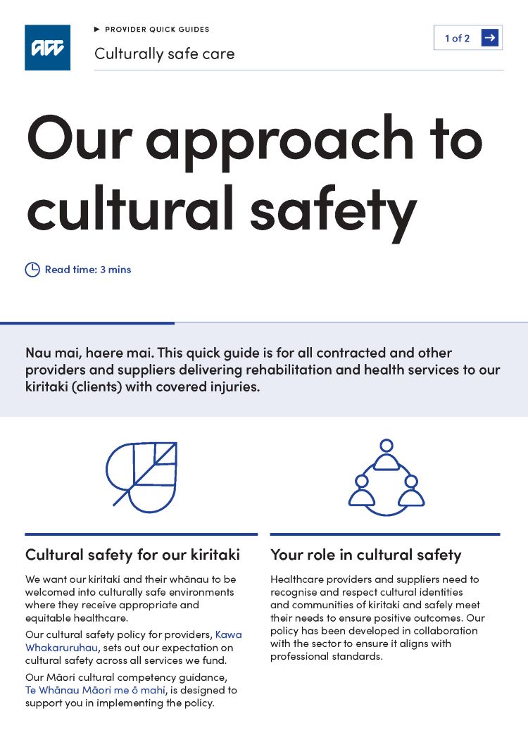 Cover page of culturally safe quick guide
