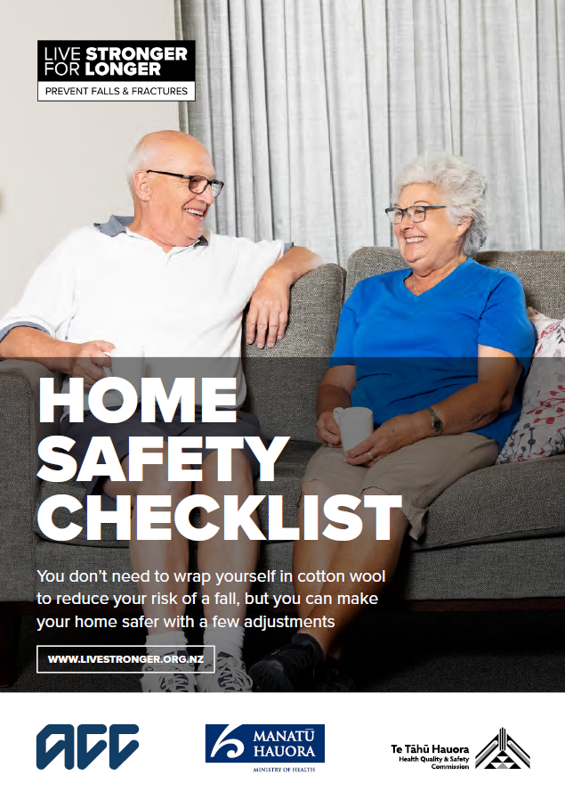 Safety begins at home text with graphic of a kitchen