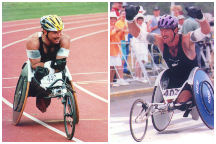 Ben Lucas competing in two different wheelchair racing events