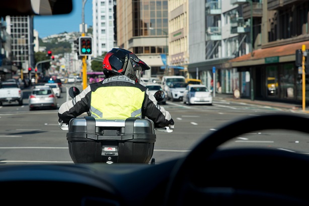 Bike wellington intersection Motorcycle waiting at intersection