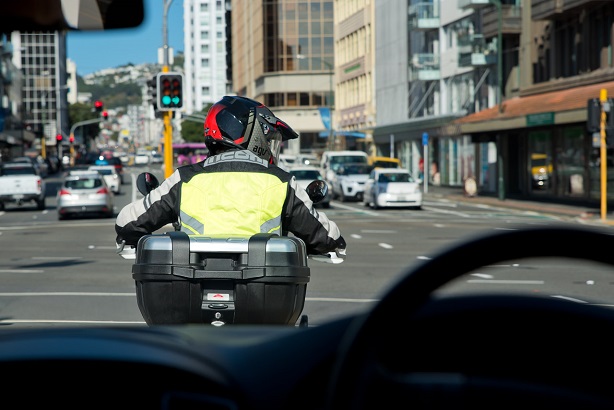 Motorcycle waiting at intersection