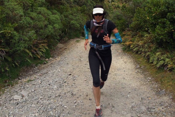 Lisa Tamati runs on a trail