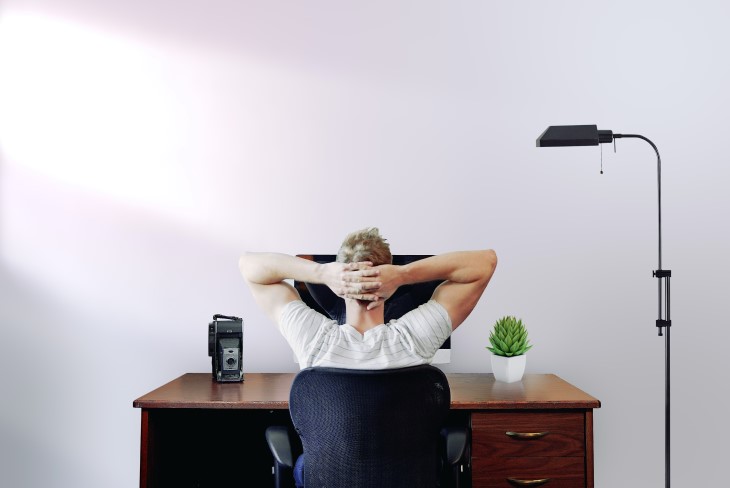 Man works from home at his desk