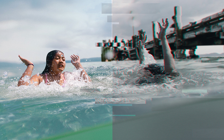 Kids splashing in water