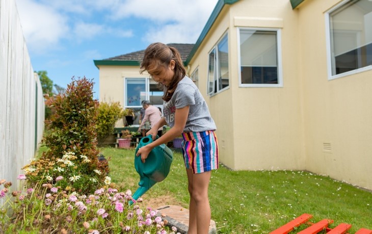 Young girl gardening