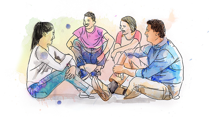 Mates and Dates Group Mates and Dates graphic of a group o schoolkids talking