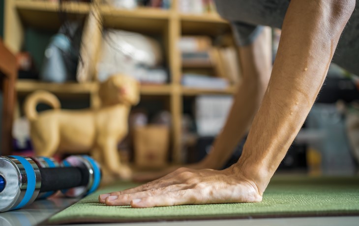 A person does a push up