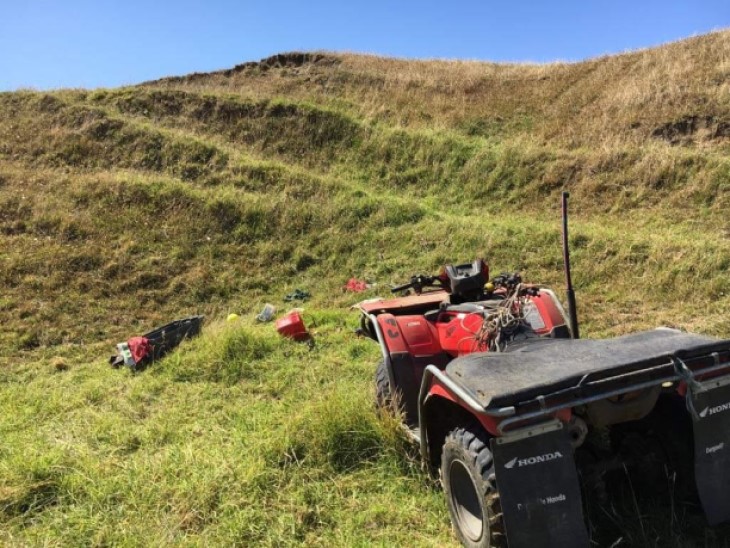 Quad bike sits in a field