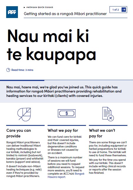 Provider quick guide Rongoa Maori practitioner thumbnail Provider quick guide rongoā Māori practitioner