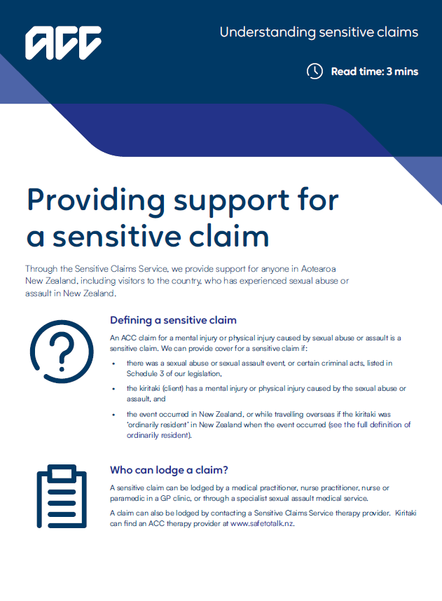 Providing support for a sensitive claim quick guide image