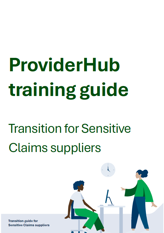 Transition guide for Sensitive Claims suppliers thumbnail ProviderHub training guide