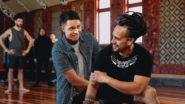 The injury preventer helps a kapa haka instructor take a break from their injury
