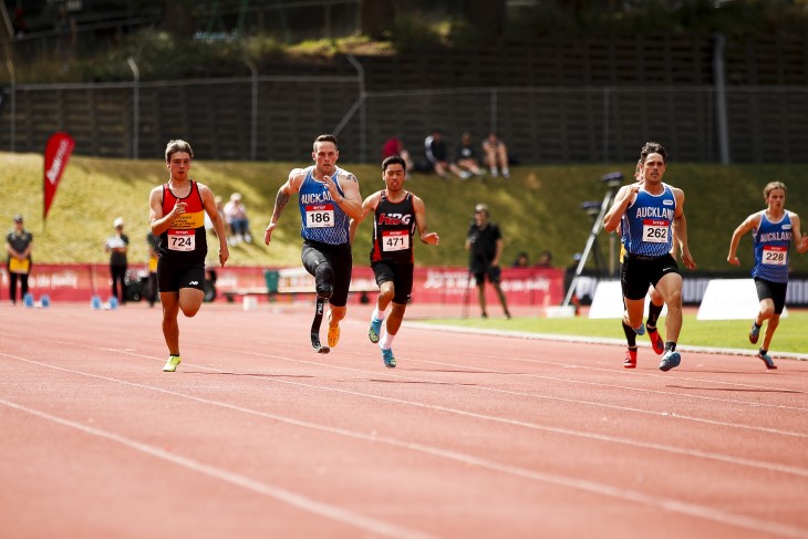 Mitch sprinting on the track.