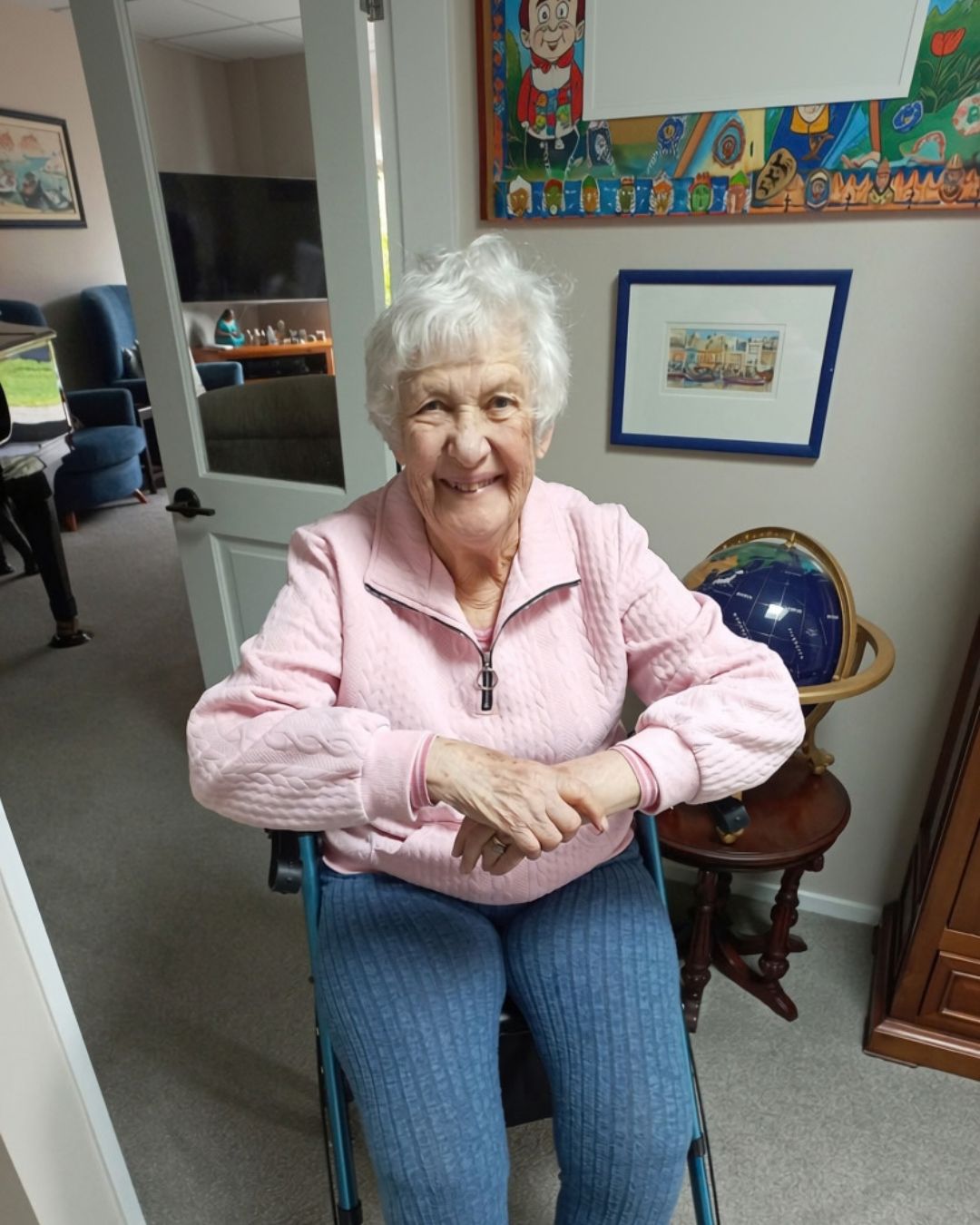 Lynne Strode in her chair