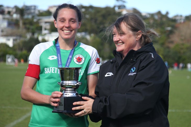 Stacey poses with the Carol Waller Cup.