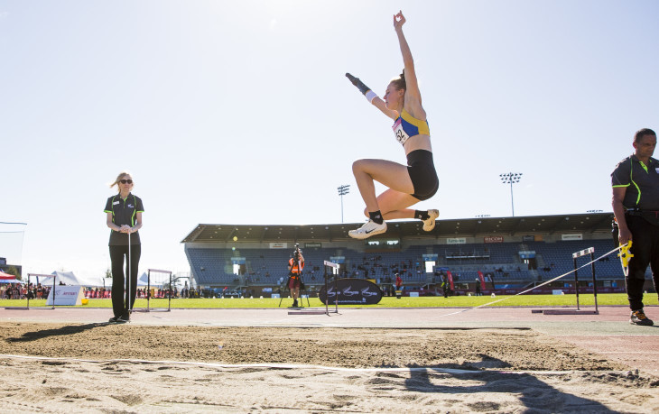 Anna Grimaldi competing in long jump