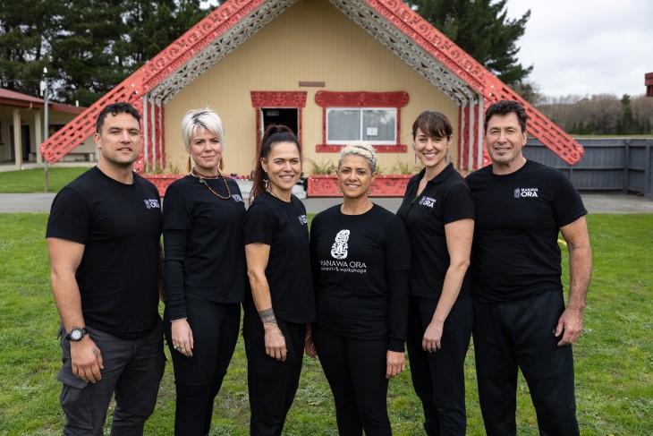 Manawa Ora whānau (left to right) Rawiri Hirini, Jemma Jeffs, Chrissy Kan, Jolie Davis, Verity Smith and Marty Clamp.