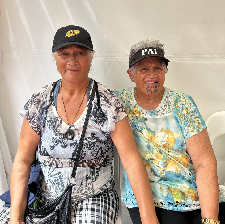 Mata Kihi sitting next to her mother Doreen.
