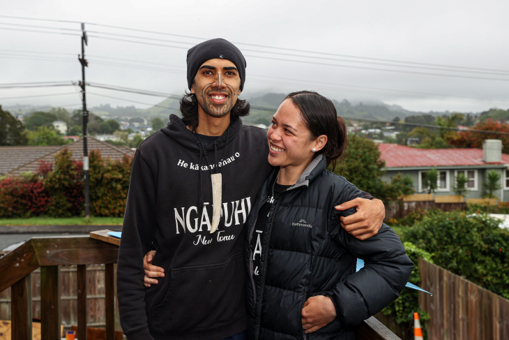 Nikau Munroe-Rawiri with his partner. 